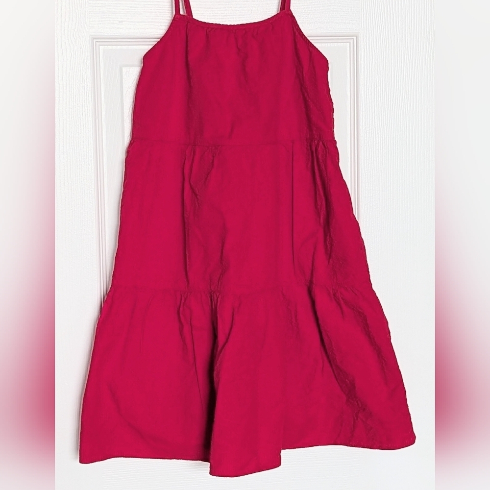 NWT Uniqlo Girls' (Size 7-8) Red Lightweight Seersucker Camisole Dress/Sundress - Picture 3 of 15